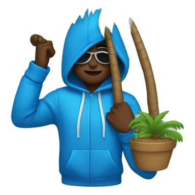 blue hoodie with palm tree  sticker