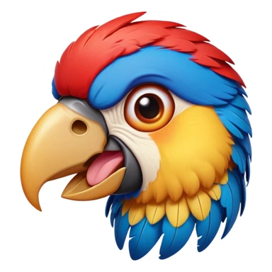 Cinematic Realistic Comical Macaw Portrait Emoji, Head tilted dramatically with an exaggeratedly amused expression, featuring a striking array of vividly detailed scarlet and blue feathers with bold natural accents and wide, expressive eyes full of playful disbelief, rendered with lifelike texture and vibrant hues, high shine, dramatic yet playful, styled with an air of cheeky avian mischief, soft glowing outline, capturing the essence of a spirited and over‐the‐top macaw that looks ready to flap its way into viral fame! sticker