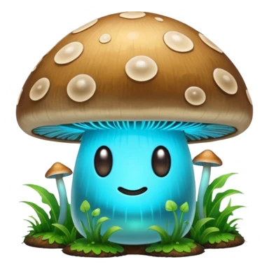 Glowing bioluminescent mushroom with half-closed “bedroom eyes” sticker