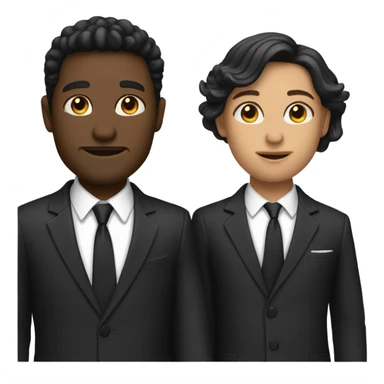 a two shot of two people wearing suits in 90's black and white movie sticker