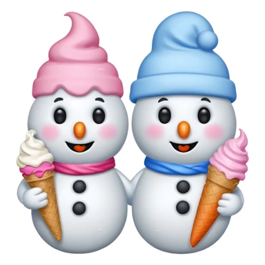 snowmen holding ice cream sticker