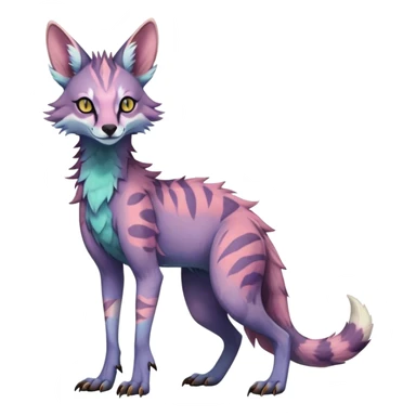 Feral Rare Fantasy light vibrant pastel warm-colored Vernid-Sergal-Genet-species by LiLaiRa, random markings, tufted ears, full body, 4 legs sticker
