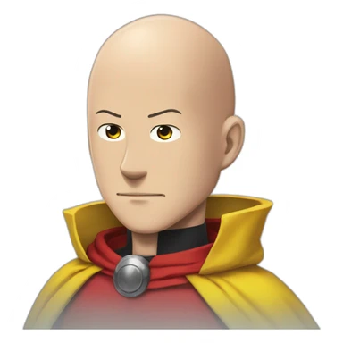 ultimate extreme anime bald one punch man with red cape and yellow costume sticker