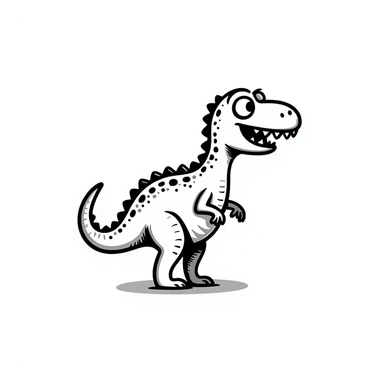 scary dinosaur, black doodle hand-drawn style sticker