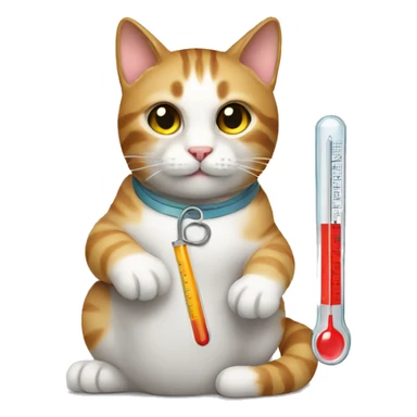 cat holding thermometer  sticker