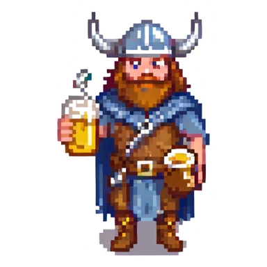 A sticker of a viking with a horn of beer sticker