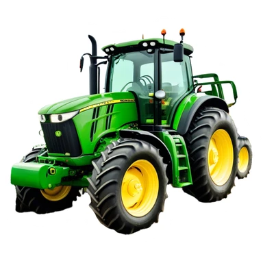 John Deere 6155M (2020) – Cinematic-realistic John Deere 6155M tractor, its iconic green and yellow body rolling across vast Australian farmlands. The powerful engine hums as it tows a massive plow sticker
