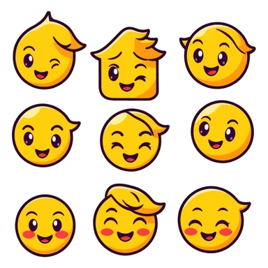 sticker style emoji combo of 5-8 pieces showing a progression of emotions: seduction, anticipation, passion, climax, and afterglow. Inspired by erotic 3D art and fan service. No text, no flags, no random animals. sticker