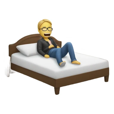 Persona acostada en su cama sticker
