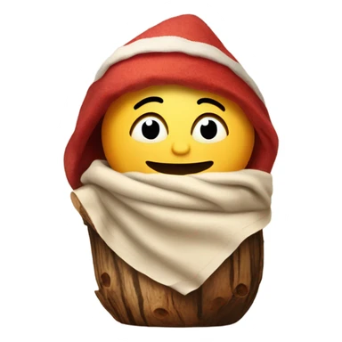 Create tió de Nadal. A famous christmas character from Catalonia. A wooden log with a drawn face and a blanket on top. Christmas style. sticker