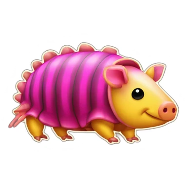 Magenta pig armadillo centipede insect with yellow and black spots gradient mottled sticker