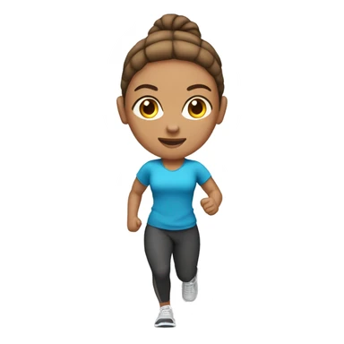 A woman with light brown skin, brown ponytail, gym clothes jogging  sticker