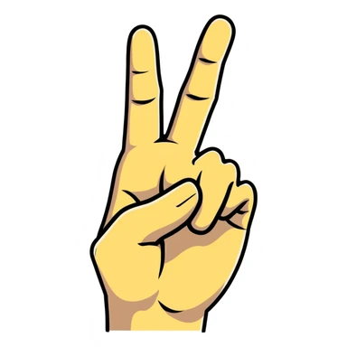 human hand making a peace sign, cartoonish, simple background sticker