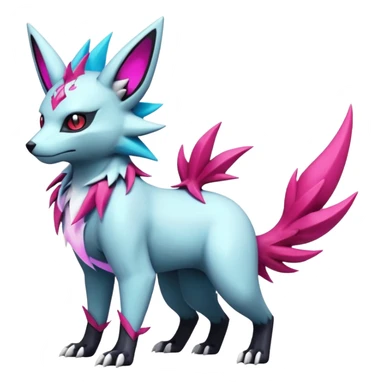 White and magenta divine holy legendary epic ethereal fantasy cyperpunk futuristic feral Zangoose-Manectric-Luxray-Umbreon-Vaporeon-Amaura-Electrike-fusion-creature  sticker