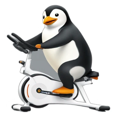 A penguin riding an exercise bike sticker