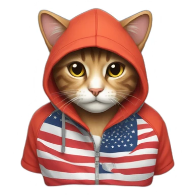 a cat wearing a hoodie with that flag🇵🇸 sticker