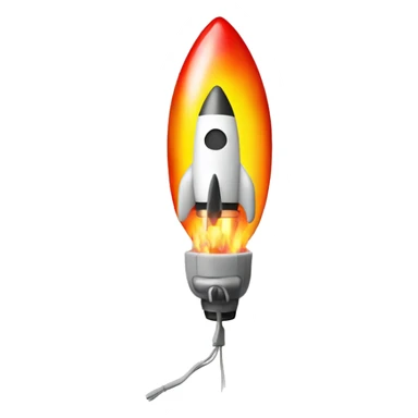 rocket with electric plug from the bottom with wire instead of fire sticker