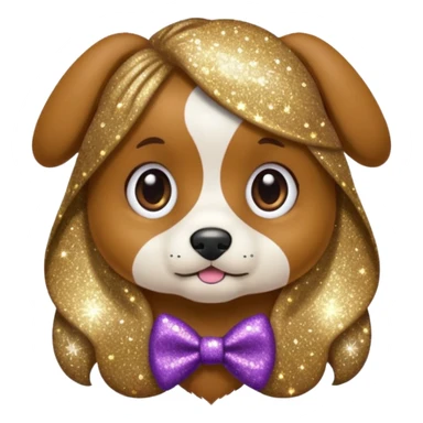 Cachorro com gravata roxa com glitter sticker