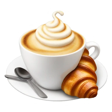 Cup of cappuccino with croissant sticker