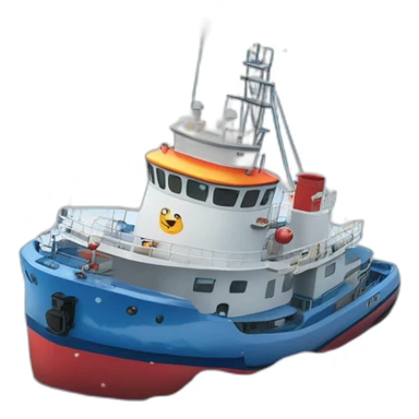 an offshore tug decorated for christmas crusing through ice pack sticker