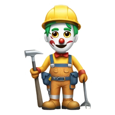 Sad clown working construction sticker