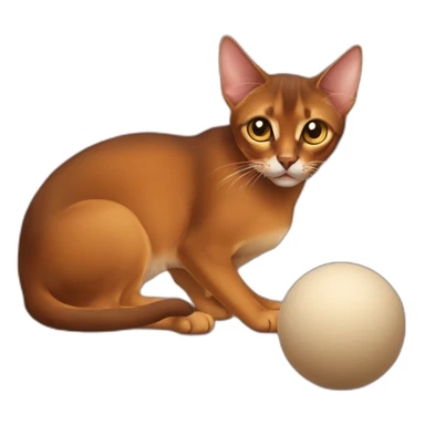 Abyssinian cat play with a small fur ball sticker