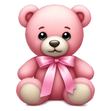 Soft pink teddy bear with pink ribbon sticker