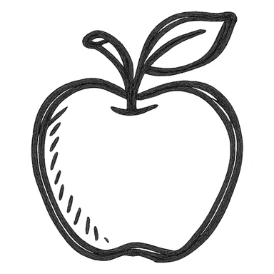 hand-drawn black outline of an apple, minimalistic, no fill sticker