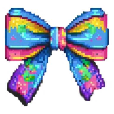 simple colorful bow pixel art sticker