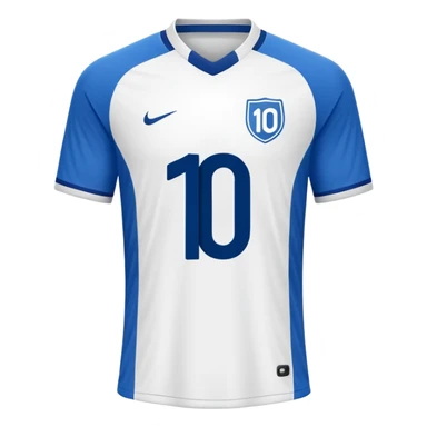Blue soccer jersey with white details, number 10 on the back sticker