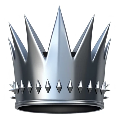 A spiked crown emoji made of silver chrome, sharp yet rounded metallic spikes, glossy reflections, aggressive luxury swag aesthetic, iOS emoji style, centered, clean white background sticker