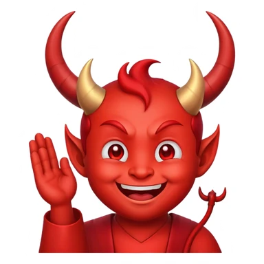 devil happy face praying sticker