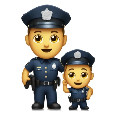 A policeman with a baby sticker