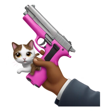 pink gun with a cat holding it sticker