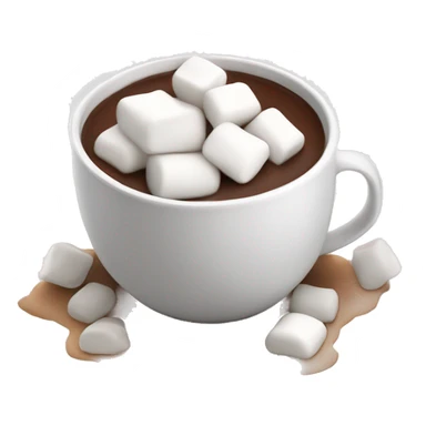 small pile of realistic white marshmallows isolated with bottom half soaked in hot chocolate. sticker