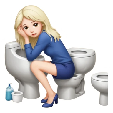 Woman throwing up in the bathroom  sticker