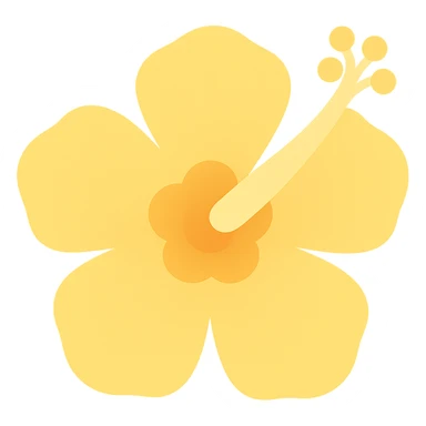 yellow hibiscus flower emoji, high detail, 4K resolution, color icon style, flat colors, no outlines, suitable for keyboard emoji sticker