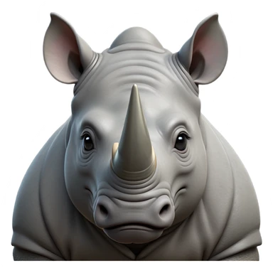 cinematic-noble-rhinoceros-portrait-emoji,-poised,-with-a-massive,-powerful-build-and-a-thick,-hide-of-slate-gray,-deep-set-soulful-piercing-eyes,-simplified-yet-sharp-and-sophisticated-features,-highly-detailed, with large black eyes, szoomed out showing houlders sticker