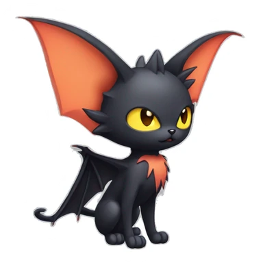 Black Cool Kawaii Punk-Gothic Bat-winged Litten-Bat-cat-Fakemon full body sticker