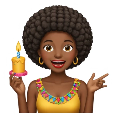 Classic mustang dark women with short Afro sing happy birthday sticker