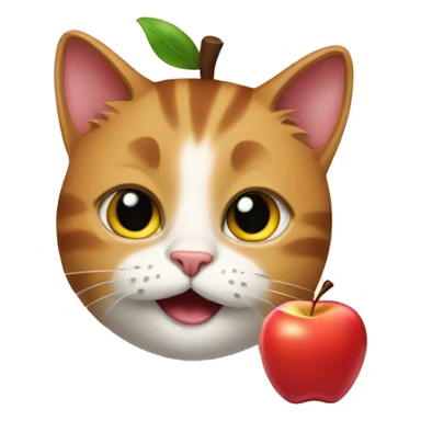 cat with apple sticker