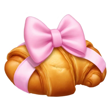 Croissant with light pink bow sticker