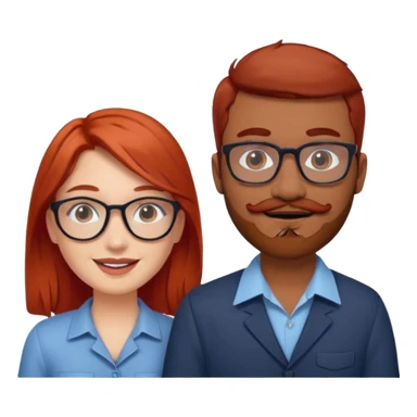White red hair girl and brown indian guy with moustache and beard with glasses couples sticker