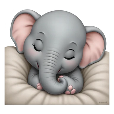 meme-worthy-cute-sleeping-baby-elephant-portrait-emoji,-head-resting-peacefully-with-a-contented-smile,-showcasing-a-delightfully-tiny-build-and-a-luxuriously-soft-gray-hide,-eyes-shut-in-a-serene,-restful-nap,-simplified sticker