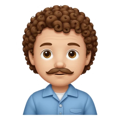 curly hair mustashed baby sticker