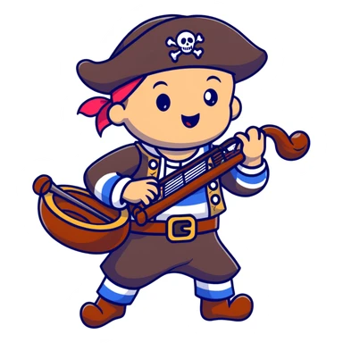 pirate playing a musical instrument sticker