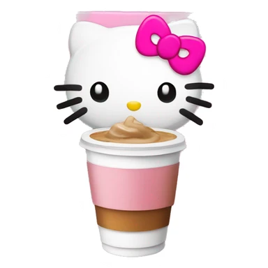 hello kitty with iced coffee and pink notebook sticker