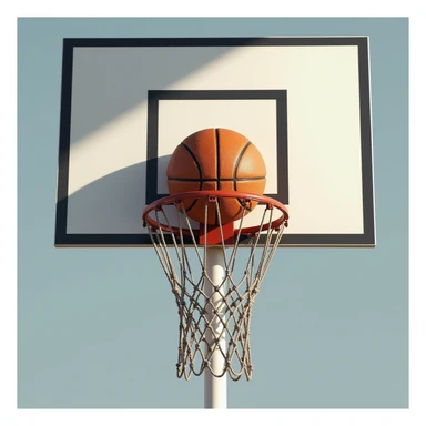 a netball and hoop, realistic illustration sticker