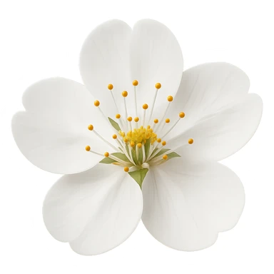 show  one white cherry blossom without a stem , remove background sticker