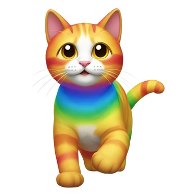 cat walking on a rainbow sticker